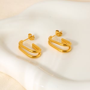 Daily Geometric Stainless Steel Gold Color Women's Stud Earrings h5 Picture3