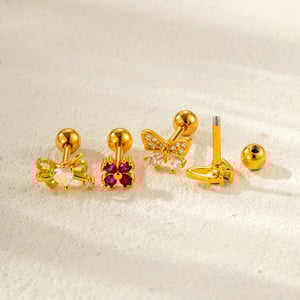 1 Piece Polychrome Butterfly Titanium Steel Zircon Women's Stud Earrings h5 Picture3