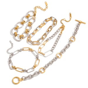 1 Piece Simple Patchwork Stainless Steel Gold Color Women's Chain Bracelets h5 Picture7