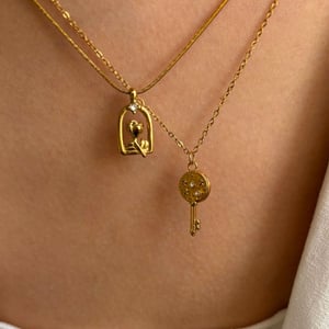 1 Piece Rose Stainless Steel  Gold Color Pendant Necklace h5 Picture3