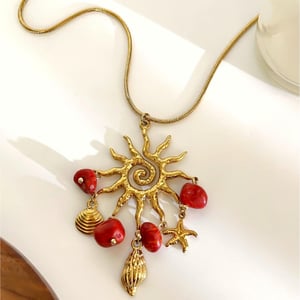 1 Piece Stainless Steel Gold Color  Natural Stone Pendant Necklace h5 Picture5