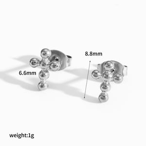 1 Pair Cross Stainless Steel Gold Color Stud Earrings h5 