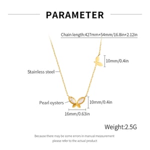 1 pezzo squisito ciondolo a forma di farfalla in acciaio inossidabile color oro da donna h5 Immagine2