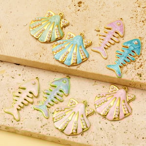 1 Piece Romantic Series DIY Shell Stainless Steel Gold Color Women's Pendants h5 Picture4