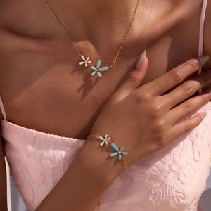 1 Stück zarte Blume Edelstahl Gold Farbe Damen Anhänger Halsketten h5 Bild4