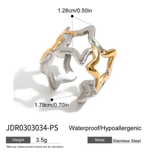1 Piece Classic Star Stainless Steel Gold Color Statement Rings h5