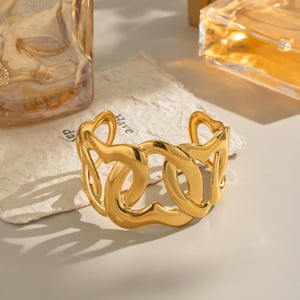 1 Piece Heart Stainless Steel Gold Color Cuff Bracelet h5 Picture3