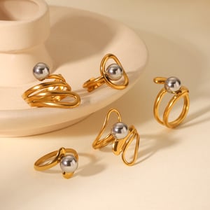 Simple Mixed Color Stainless Steel   Gold Color  Statement Rings h5 Picture6