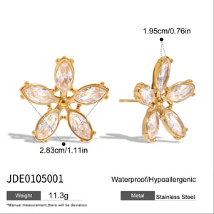 1 Pair Romantic Series Sweet Flower Stainless Steel Gold Color Women's Stud Earrings h5 Picture2