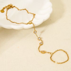 1 Stück Fingerarmband aus Edelstahl in Goldfarbe mit Zirkonia h5 Bild2