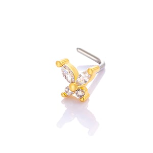 1 Piece Copper Gold Color Zircon  Nose Stud h5