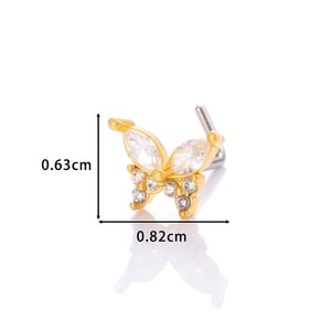 1 Piece Copper Gold Color Zircon  Nose Stud h5 Picture2