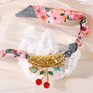 Collier pendentif en acier inoxydable doré pour femme, série romantique, joli foulard corail h5 Image5