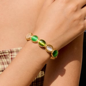 1 Piece Elegant Oval Stainless Steel Gold Color Women's Bangles h5 Picture4