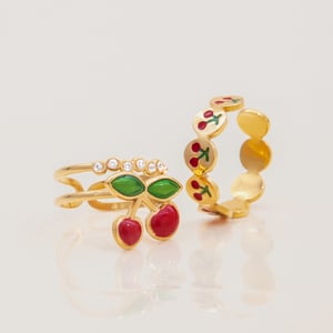 1 Piece Cherry Stainless Steel Gold Color Statement Rings h5 Picture4