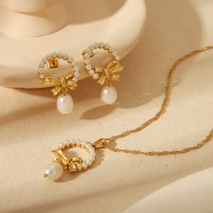 Luxurious Series Elegant Bow Knot Stainless Steel Women's Necklaces Display Set h5 Picture3