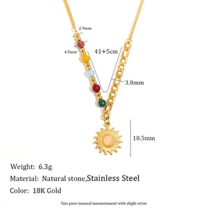 1 paire de colliers à pendentif quotidiens en acier inoxydable pour femme, motif soleil/lune h5 Image5