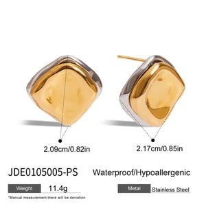 1 Pair Simple Series Personality Rectangular Stainless Steel Gold Color Women's Stud Earrings h5 Picture2
