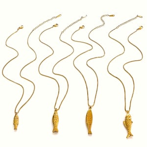1 Piece Fish Stainless Steel Gold Color Pendant Necklace h5 Picture6