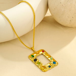 Luxurious  Retro Geometric Stainless Steel  Gold Color Women's Pendant Necklaces h5 Picture3