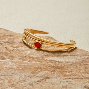 1 Piece Classic Strip Stainless Steel Gold Color Women's Bangles h5 Picture6
