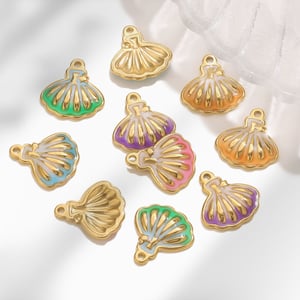 1 Piece Colorful Conch Stainless Steel Gold Color Women's Pendants h5 Picture2