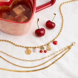 1 Piece Natural Cherry Stainless Steel Gold Color Women's Pendant Necklaces h5 Picture6