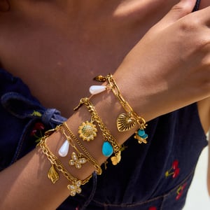 1 Piece Vacation Heart Stainless Steel Gold Color Women's Charm Bracelets h5 Picture3