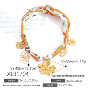 1 Piece Fabric Stainless Steel Gold Color Pendant Necklace h5 Picture2