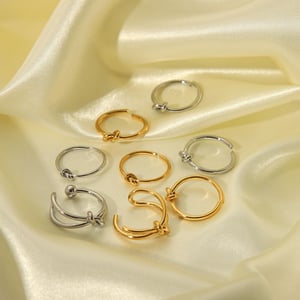 Bague réglable en acier inoxydable couleur or avec nœud simple, 1 pièce h5 Image4