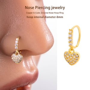 1 Piece Copper Gold Color Zircon  Nose Stud h5 Picture4