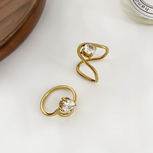 1 Piece Stainless Steel Gold Color Gemstone Ring h5 Picture4