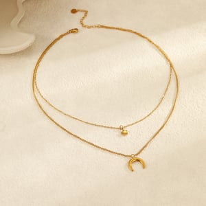 Elegant Sun/Moon Stainless Steel  Gold Color Women's Layered Necklaces h5 Picture4