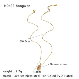 1 Piece Stainless Steel Gold Color Natural Stone Pendant Necklace h5 Picture2