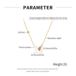 1 pezzo di collana con ciondolo a forma di farfalla in acciaio inossidabile color oro da donna h5 Immagine2