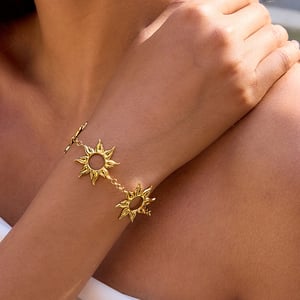 1 Pair Classic Series Classic Sun Stainless Steel Gold Color Women's Hoop Earrings h5 Picture3