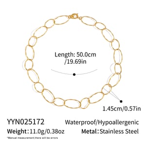 1 Piece Stainless Steel Gold Color Chain Necklace h5 
