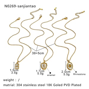 1 Piece Enamel Heart Stainless Steel Gold Color Pendant Necklace h5