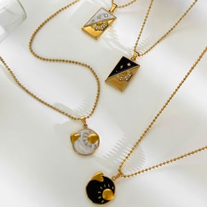 1 Piece Enamel Tarot Stainless Steel Gold Color Pendant Necklace h5 Picture3