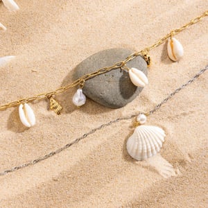 1 Piece Romantic Series Vacation Shell Stainless Steel Gold Color Women's Layered Necklaces h5 Picture5