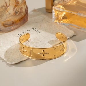 1 Piece Flower Stainless Steel Gold Color Cuff Bracelet h5 Picture4