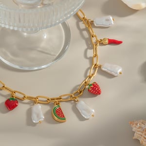 1 Piece Sweet Fruit Stainless Steel Gold Color Pendant Necklaces h5 Picture4