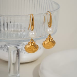 1 Pair Oceanic Stainless Steel Gold Color Drop Earrings h5 Picture2