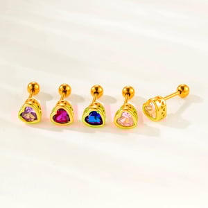 1 Piece Classic Heart Copper Zircon Women's Piercing Earrings h5 Picture4