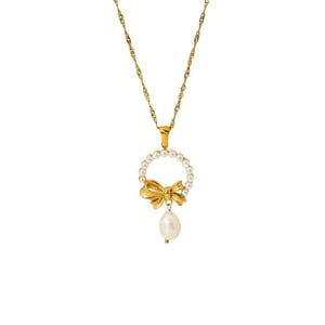Luxurious Series Elegant Bow Knot Stainless Steel Women's Necklaces Display Set h5 Picture5