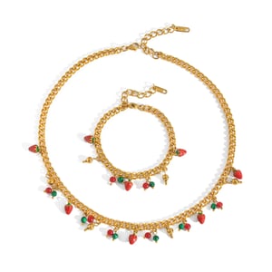 1 Piece Sweet Strawberry Stainless Steel Gold Color Pendant Necklaces h5 Picture5