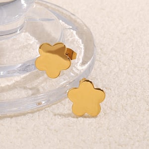 1 Pair Simple Flower Stainless Steel Gold Color Stud Earrings h5 Picture2