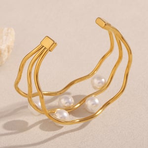 1 par de pulseras de acero inoxidable de color sólido elegantes de serie simple para mujer h5 Imagen3