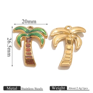 1 Piece Coconut Palm Stainless Steel Gold Color Women's Pendants h5
