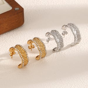 1 Pair Ins Style Stainless Steel Gold Color Hoop Earrings h5 Picture3